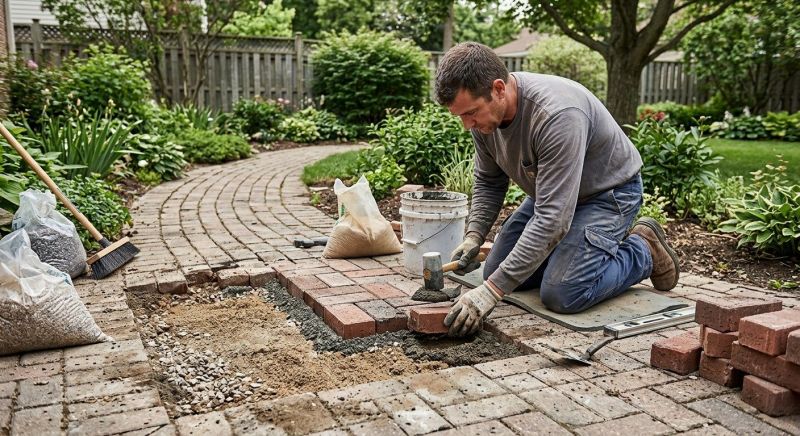 Brick Hardscape Repair in Denton, TX