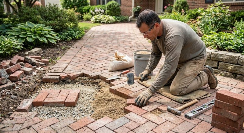 Brick Pathway Repair in Denton, TX