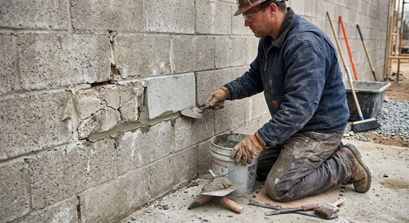 Cinder Block Wall Repair in Flower Mound, TX