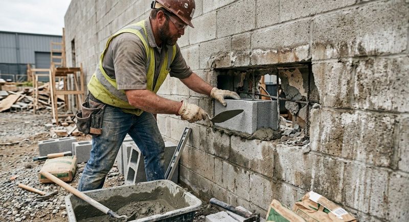 Cinder Block Wall Repair in Denton, TX