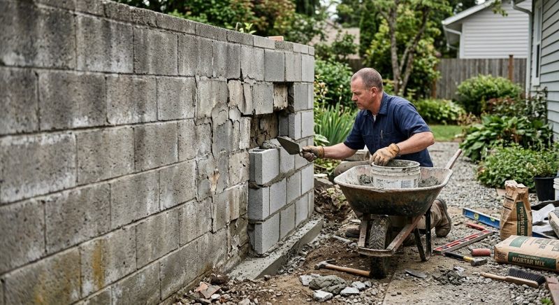 Cinder Block Wall Repair in Sanger, TX