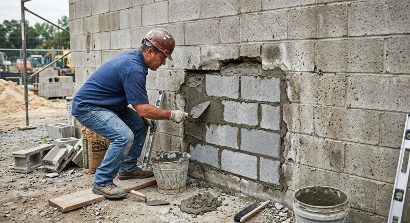 Cinder Block Wall Repair in Sanger, TX