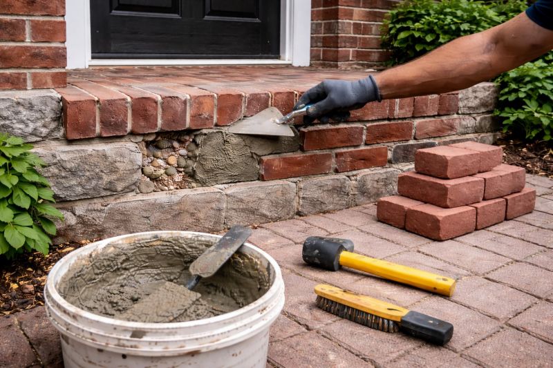 Entryway Brick Repair in Denton, TX