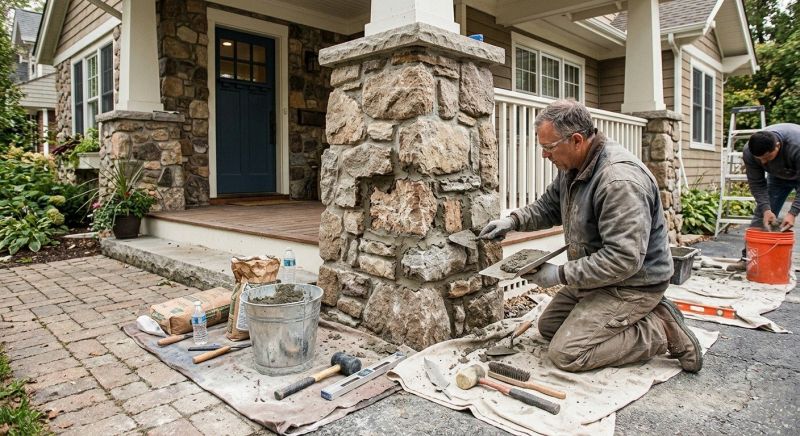 Stone Column Repair in Denton, TX