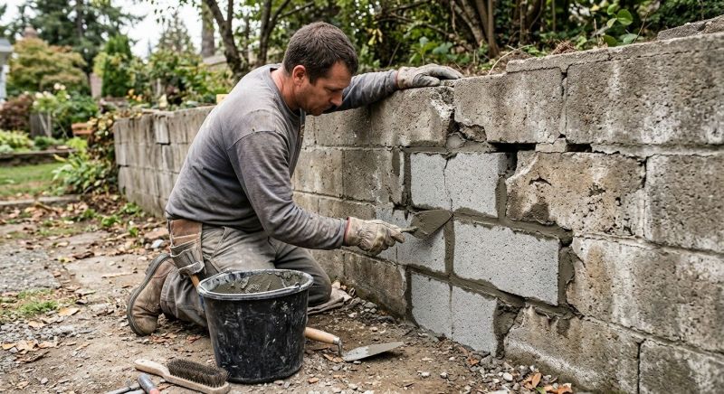 Stone Wall Repair in Flower Mound, TX